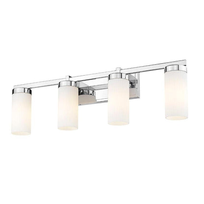 Z-Lite Danica 4-Light Medium Bulb Base Chrome Steel White Glass Shade Vanity Light