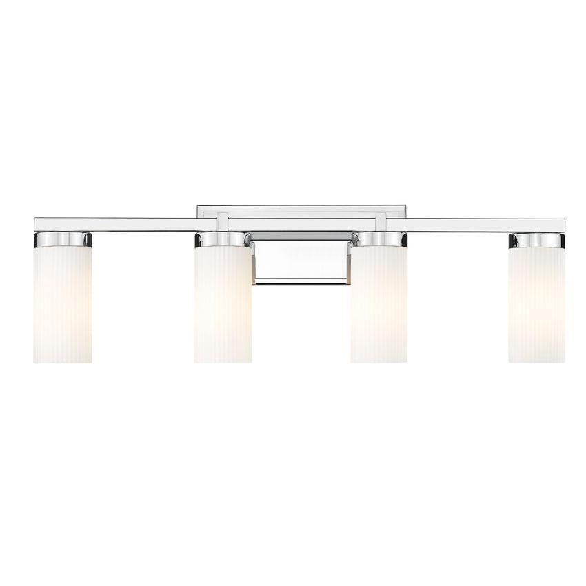 Z-Lite Danica 4-Light Medium Bulb Base Chrome Steel White Glass Shade Vanity Light