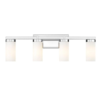 Z-Lite Danica 4-Light Medium Bulb Base Chrome Steel White Glass Shade Vanity Light