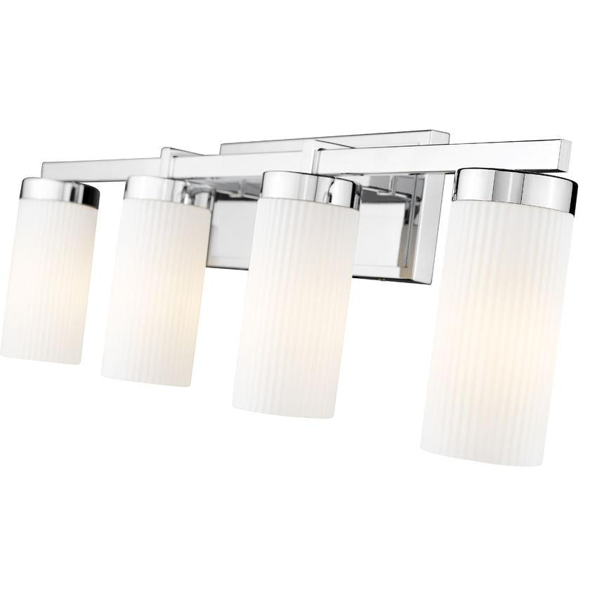 Z-Lite Danica 4-Light Medium Bulb Base Chrome Steel White Glass Shade Vanity Light