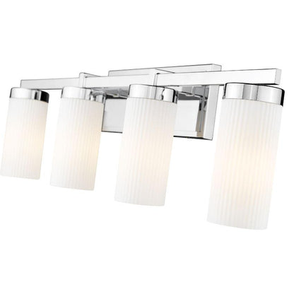 Z-Lite Danica 4-Light Medium Bulb Base Chrome Steel White Glass Shade Vanity Light