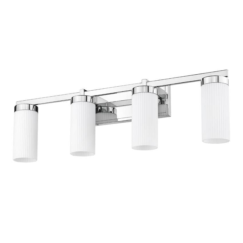 Z-Lite Danica 4-Light Medium Bulb Base Chrome Steel White Glass Shade Vanity Light