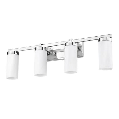 Z-Lite Danica 4-Light Medium Bulb Base Chrome Steel White Glass Shade Vanity Light