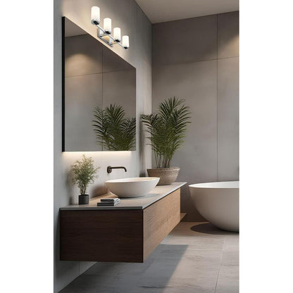 Z-Lite Danica 4-Light Medium Bulb Base Chrome Steel White Glass Shade Vanity Light