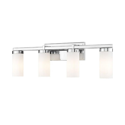 Z-Lite Danica 4-Light Medium Bulb Base Chrome Steel White Glass Shade Vanity Light