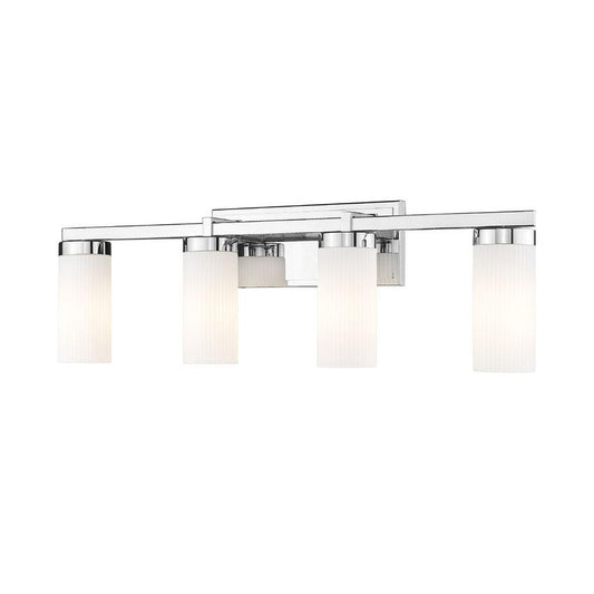 Z-Lite Danica 4-Light Medium Bulb Base Chrome Steel White Glass Shade Vanity Light