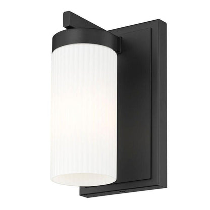 Z-Lite Danica 5" 1-Light Matte Black Steel Wall Sconce With White Glass Shade