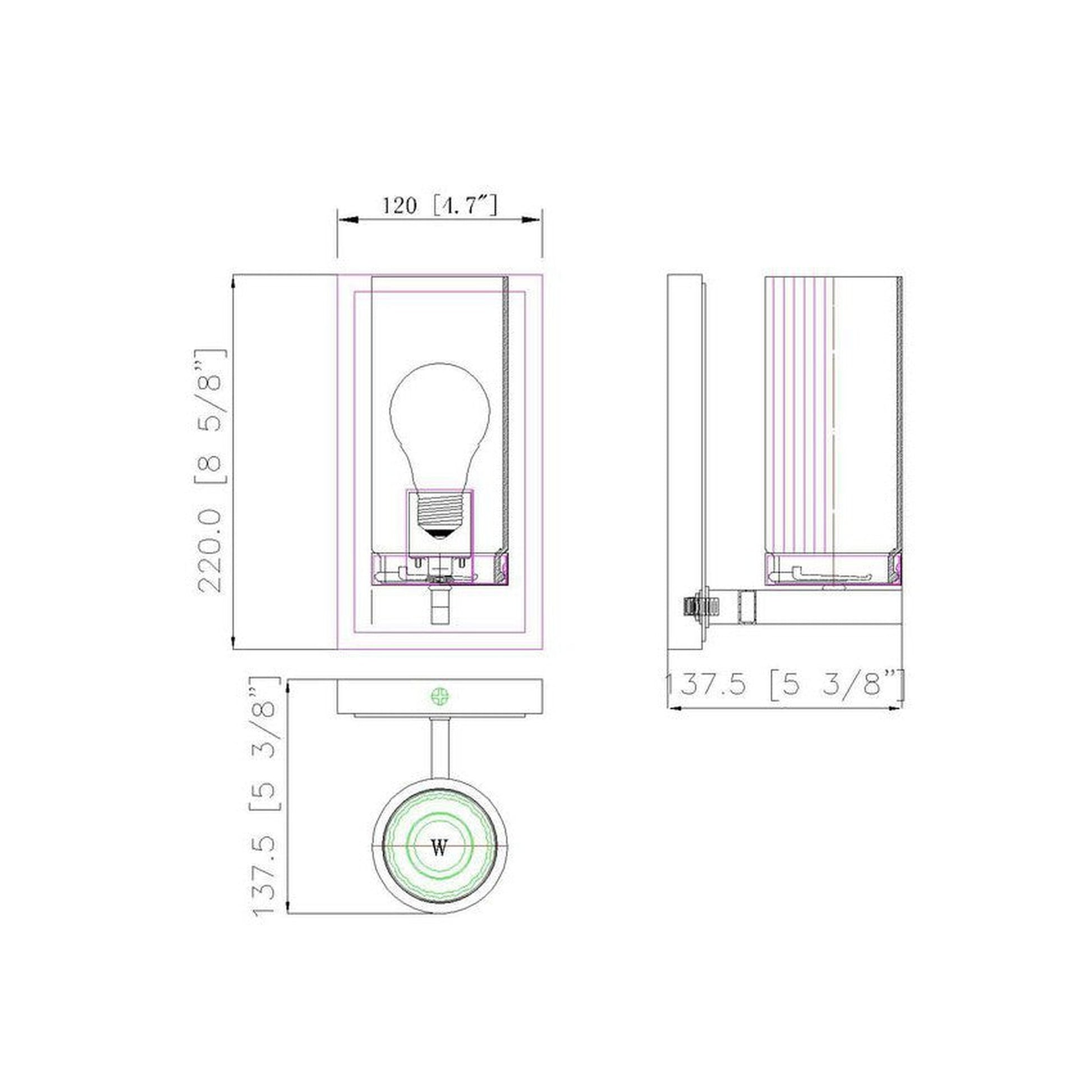 Z-Lite Danica 5" 1-Light Matte Black Steel Wall Sconce With White Glass Shade