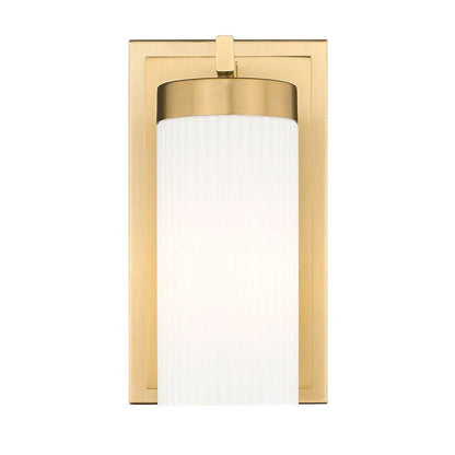 Z-Lite Danica 5" 1-Light Modern Gold Steel Wall Sconce With White Glass Shade