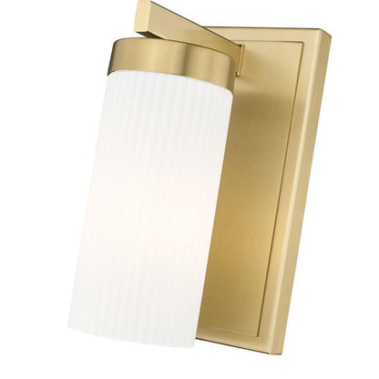 Z-Lite Danica 5" 1-Light Modern Gold Steel Wall Sconce With White Glass Shade