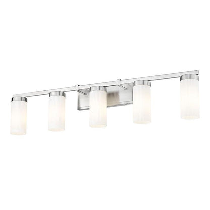 Z-Lite Danica 5-Light Medium Bulb Base Brushed Nickel Steel White Glass Shade Vanity Light