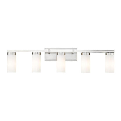 Z-Lite Danica 5-Light Medium Bulb Base Brushed Nickel Steel White Glass Shade Vanity Light