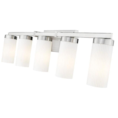 Z-Lite Danica 5-Light Medium Bulb Base Brushed Nickel Steel White Glass Shade Vanity Light
