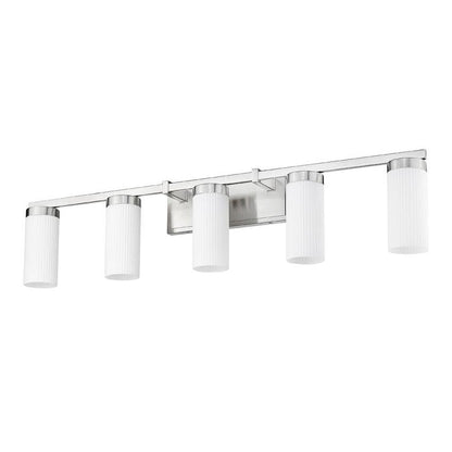 Z-Lite Danica 5-Light Medium Bulb Base Brushed Nickel Steel White Glass Shade Vanity Light