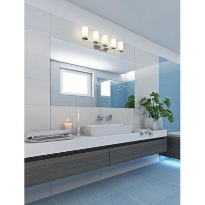 Z-Lite Danica 5-Light Medium Bulb Base Brushed Nickel Steel White Glass Shade Vanity Light