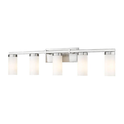 Z-Lite Danica 5-Light Medium Bulb Base Brushed Nickel Steel White Glass Shade Vanity Light