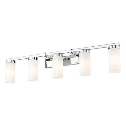 Z-Lite Danica 5-Light Medium Bulb Base Chrome Steel White Glass Shade Vanity Light