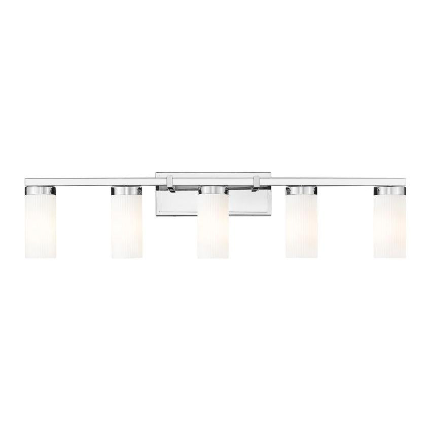 Z-Lite Danica 5-Light Medium Bulb Base Chrome Steel White Glass Shade Vanity Light