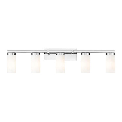 Z-Lite Danica 5-Light Medium Bulb Base Chrome Steel White Glass Shade Vanity Light