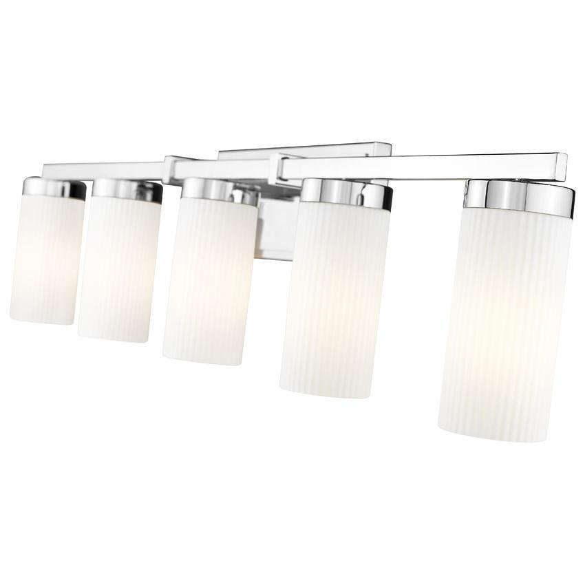 Z-Lite Danica 5-Light Medium Bulb Base Chrome Steel White Glass Shade Vanity Light