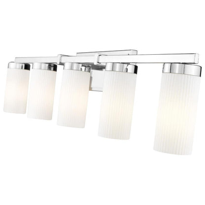 Z-Lite Danica 5-Light Medium Bulb Base Chrome Steel White Glass Shade Vanity Light