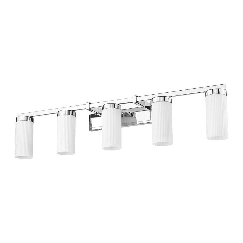 Z-Lite Danica 5-Light Medium Bulb Base Chrome Steel White Glass Shade Vanity Light