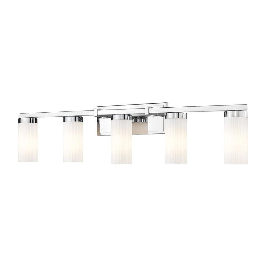 Z-Lite Danica 5-Light Medium Bulb Base Chrome Steel White Glass Shade Vanity Light