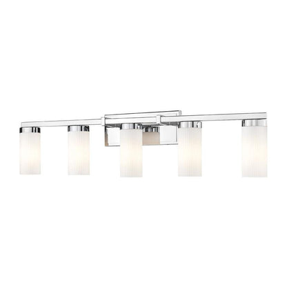 Z-Lite Danica 5-Light Medium Bulb Base Chrome Steel White Glass Shade Vanity Light