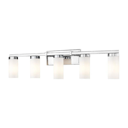 Z-Lite Danica 5-Light Medium Bulb Base Chrome Steel White Glass Shade Vanity Light