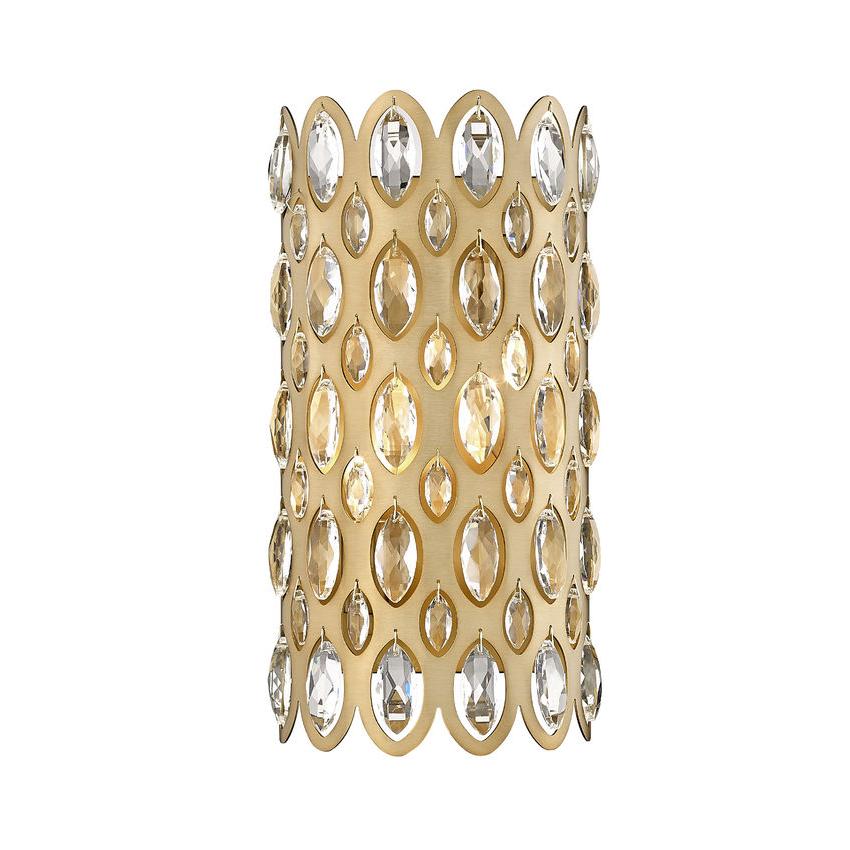 Z-Lite Dealey 2-Light Heirloom Brass Steel and K9 Crystal Shade Wall Sconce