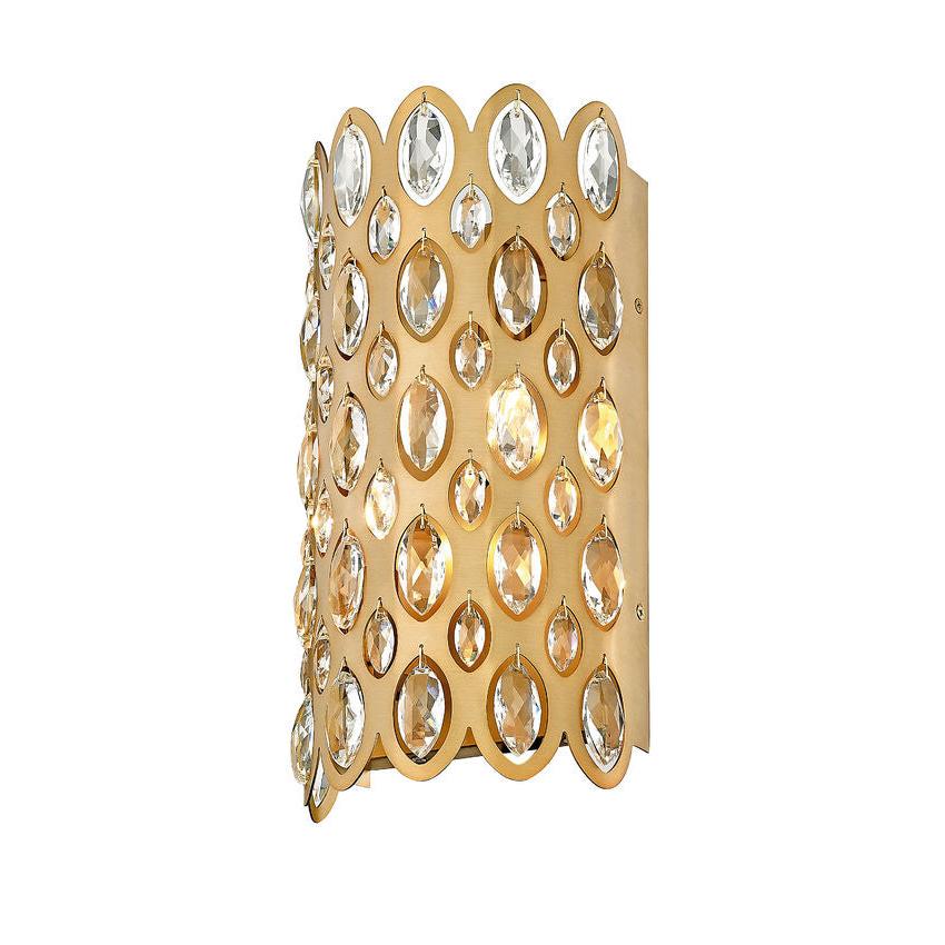 Z-Lite Dealey 2-Light Heirloom Brass Steel and K9 Crystal Shade Wall Sconce