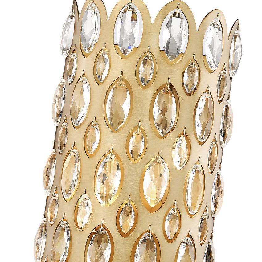 Z-Lite Dealey 2-Light Heirloom Brass Steel and K9 Crystal Shade Wall Sconce