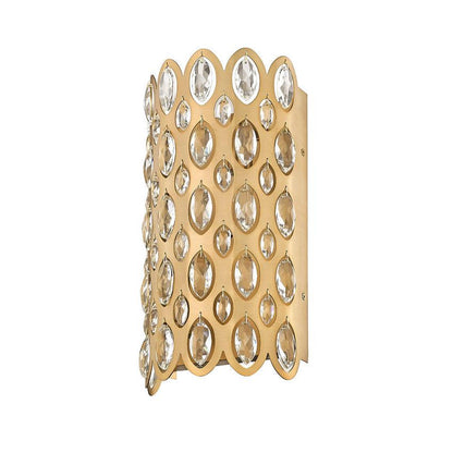 Z-Lite Dealey 2-Light Heirloom Brass Steel and K9 Crystal Shade Wall Sconce