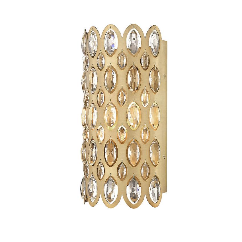 Z-Lite Dealey 2-Light Heirloom Brass Steel and K9 Crystal Shade Wall Sconce
