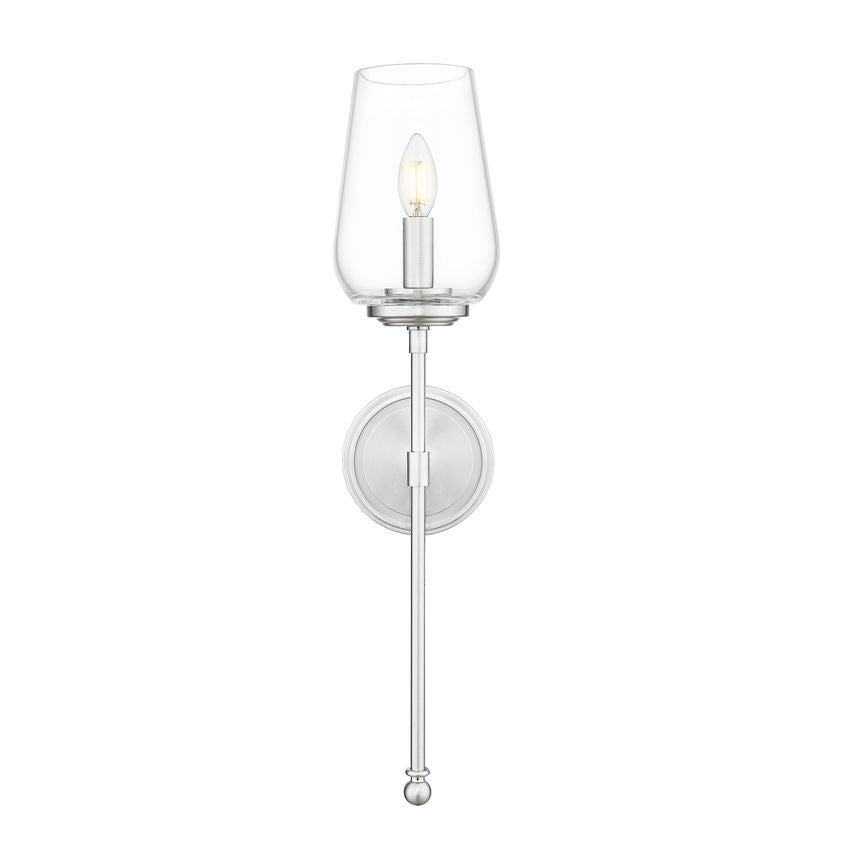 Z-Lite Dominique 6" 1-Light Brushed Nickel Steel Frame Clear Glass Shade Wall Sconce