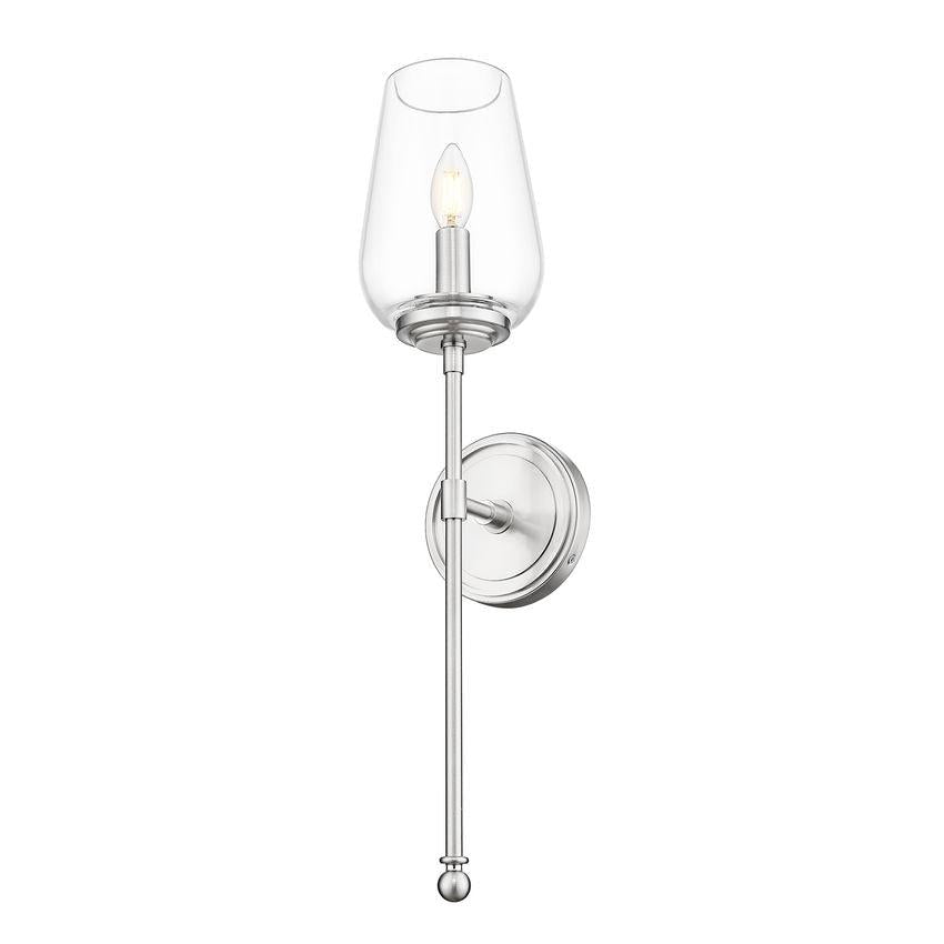 Z-Lite Dominique 6" 1-Light Brushed Nickel Steel Frame Clear Glass Shade Wall Sconce