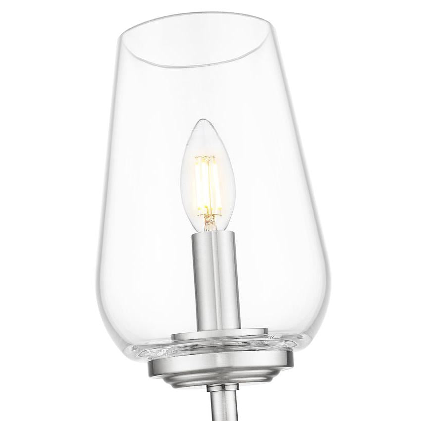 Z-Lite Dominique 6" 1-Light Brushed Nickel Steel Frame Clear Glass Shade Wall Sconce
