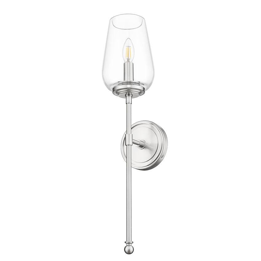 Z-Lite Dominique 6" 1-Light Brushed Nickel Steel Frame Clear Glass Shade Wall Sconce