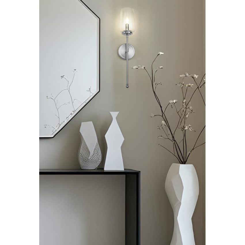 Z-Lite Dominique 6" 1-Light Brushed Nickel Steel Frame Clear Glass Shade Wall Sconce