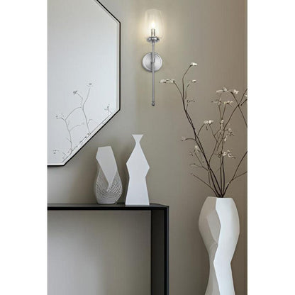 Z-Lite Dominique 6" 1-Light Brushed Nickel Steel Frame Clear Glass Shade Wall Sconce