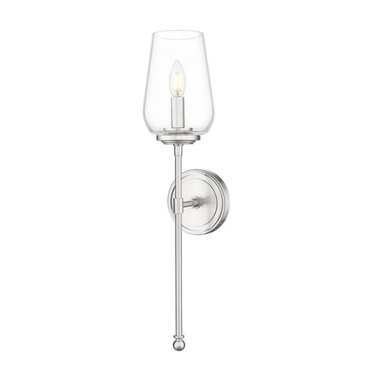Z-Lite Dominique 6" 1-Light Brushed Nickel Steel Frame Clear Glass Shade Wall Sconce