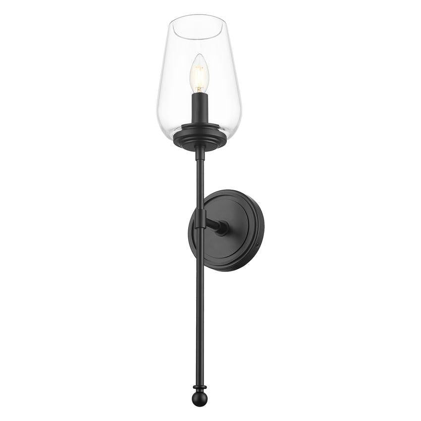 Z-Lite Dominique 6" 1-Light Matte Black Steel Frame Clear Glass Shade Wall Sconce