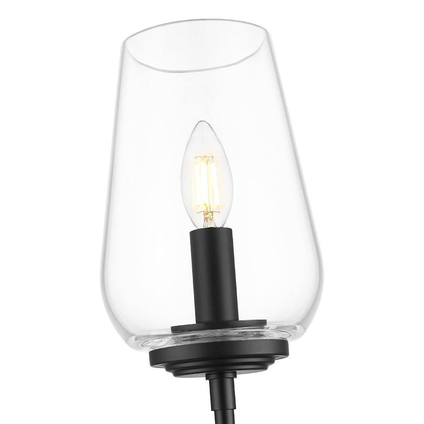 Z-Lite Dominique 6" 1-Light Matte Black Steel Frame Clear Glass Shade Wall Sconce