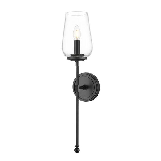 Z-Lite Dominique 6" 1-Light Matte Black Steel Frame Clear Glass Shade Wall Sconce