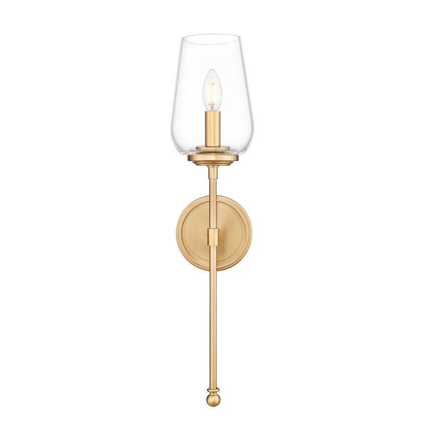 Z-Lite Dominique 6" 1-Light Modern Gold Steel Frame Clear Glass Shade Wall Sconce