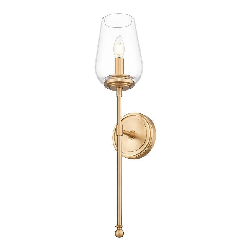Z-Lite Dominique 6" 1-Light Modern Gold Steel Frame Clear Glass Shade Wall Sconce