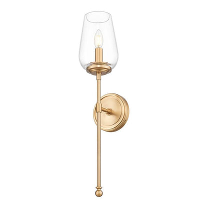 Z-Lite Dominique 6" 1-Light Modern Gold Steel Frame Clear Glass Shade Wall Sconce