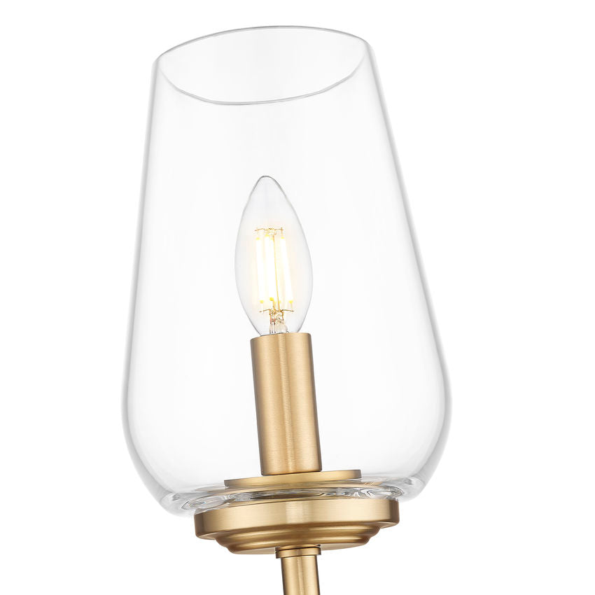 Z-Lite Dominique 6" 1-Light Modern Gold Steel Frame Clear Glass Shade Wall Sconce
