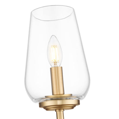 Z-Lite Dominique 6" 1-Light Modern Gold Steel Frame Clear Glass Shade Wall Sconce