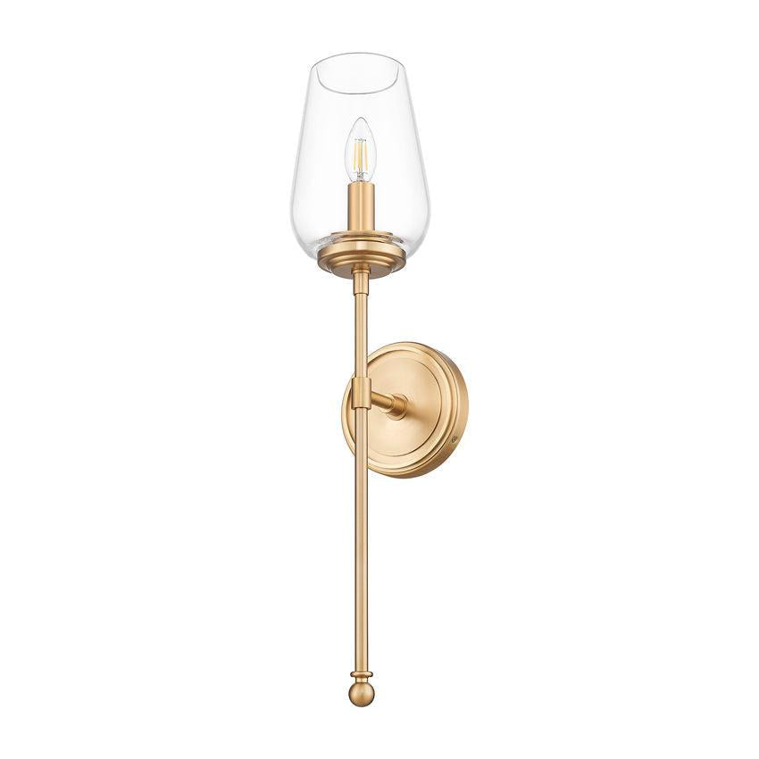 Z-Lite Dominique 6" 1-Light Modern Gold Steel Frame Clear Glass Shade Wall Sconce